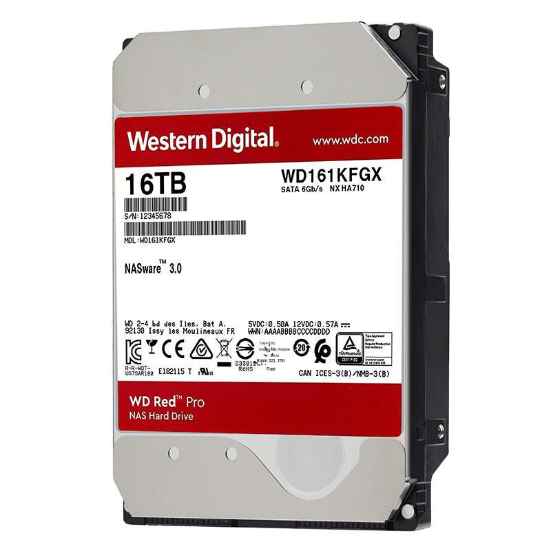 

Жесткий диск Western Digital WD Red Pro 16 ТБ для NAS, 7200 об/мин, 512 МБ кэш-памяти, CMR, совместим с сетевым хранилищем