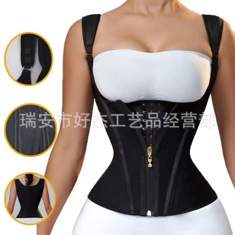 Латексный жилет-контроллер живота на молнии, спортивный формирующий топ-корсет, тренажер для талии XS чёрный
