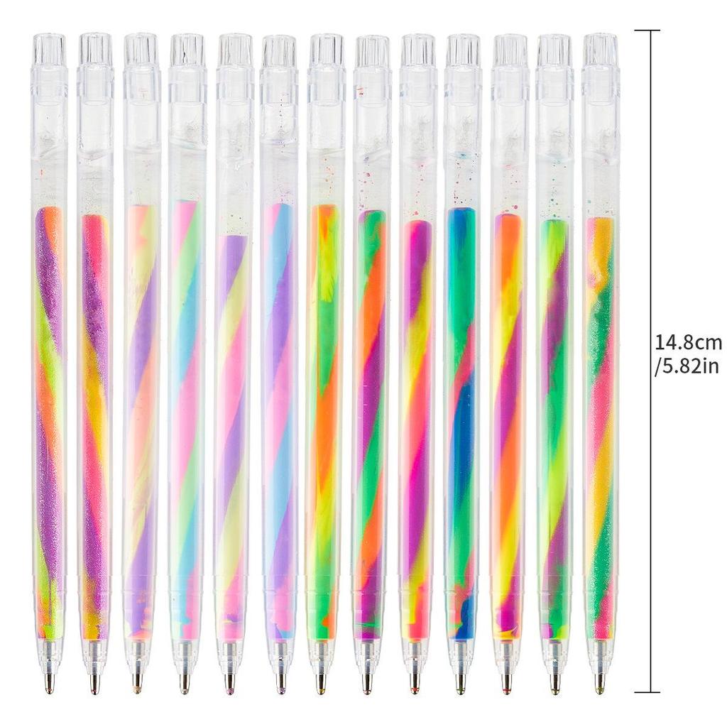 Dreifarbiger Farbverlauf Regenbogenstift - Verträumter Spiralglitzer Pastell für Schüler und DIY-Zeichnen