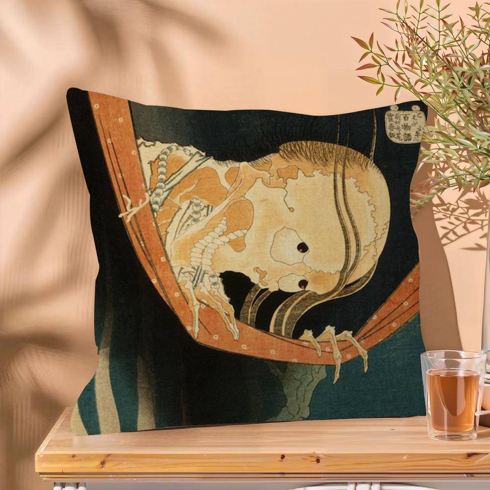Vintage The Great Wave Katsushika Hokusai Office Cushion Pillowcase Car Cushion Cover45X45CM Lumbar Pillowcase Sofa Pillowcover