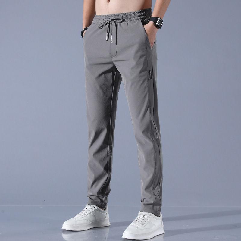 Men's Summer Casual Pants Thin Straight Color Matching Personalized Trend Ice Pants
