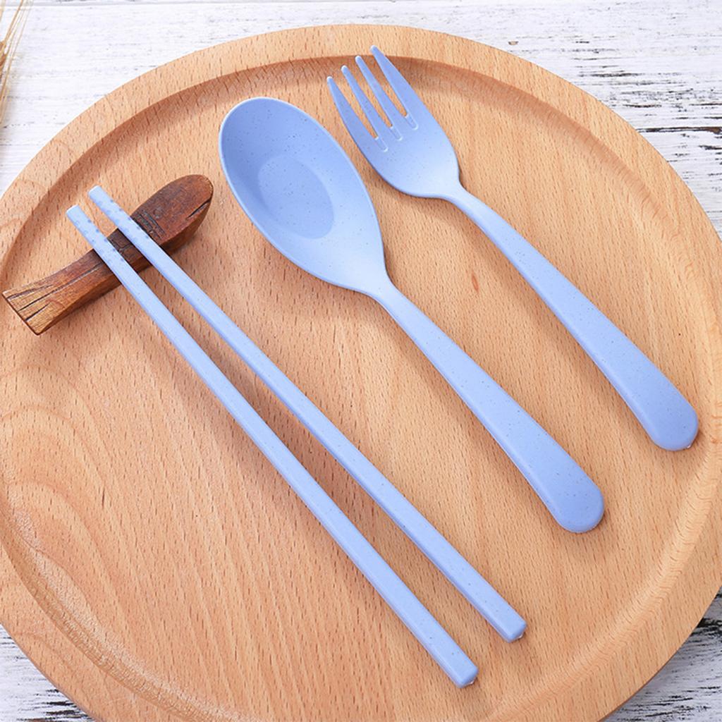 Wiederverwendbares Reisebesteck-Set mit Etui Tragbare Essstäbchen Gabel Löffel Geschirr Umweltfreundliches Besteck Picknick Camping Besteck