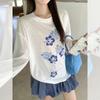Sweet Printed Crew Neck Long-sleeved T-shirt Women's Summer New Design Loose and Thin Beautiful 