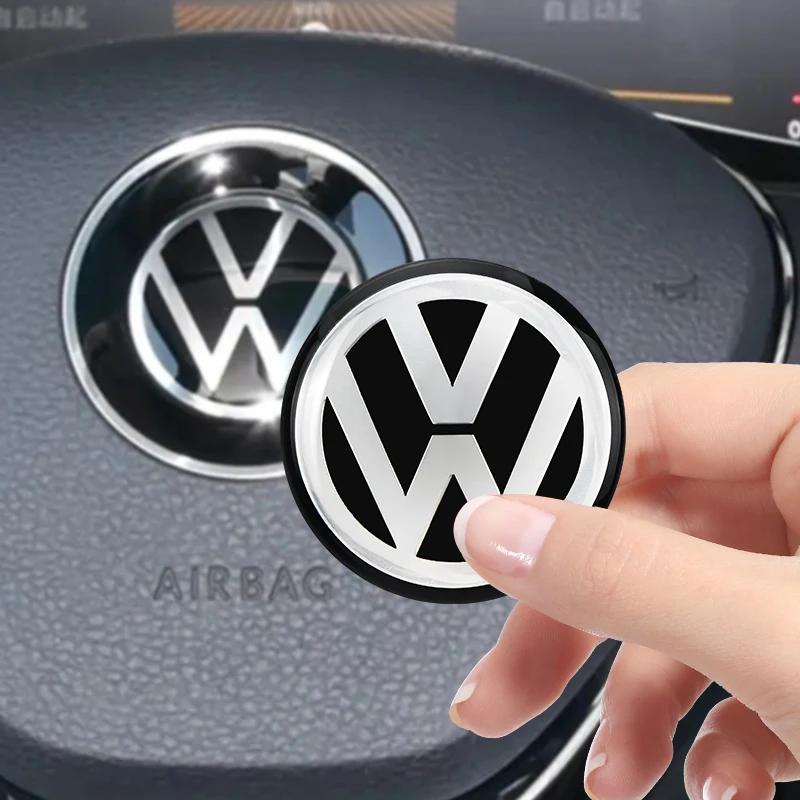 For VOLKSWAGEN Car Interior Steering Wheel emblem 3D Sticker Aluminium Alloy Sticker For Volkswagen Golf 6 7 Polo CC Tiguan