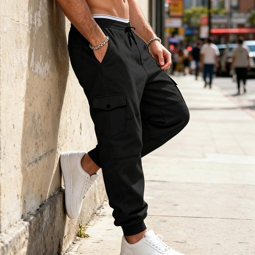 Men's Joggers Pants Loose Drawstring Long Pants Men Multi-pocket Sweatpants Casual Cargo Trousers for Men Fitness