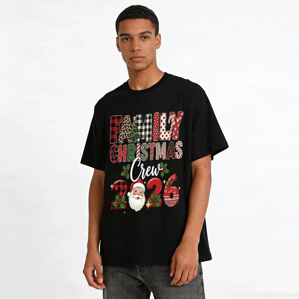 Family Christmas Crew 2026 Themed Graphic Casual Top Pure cotton T-shirt