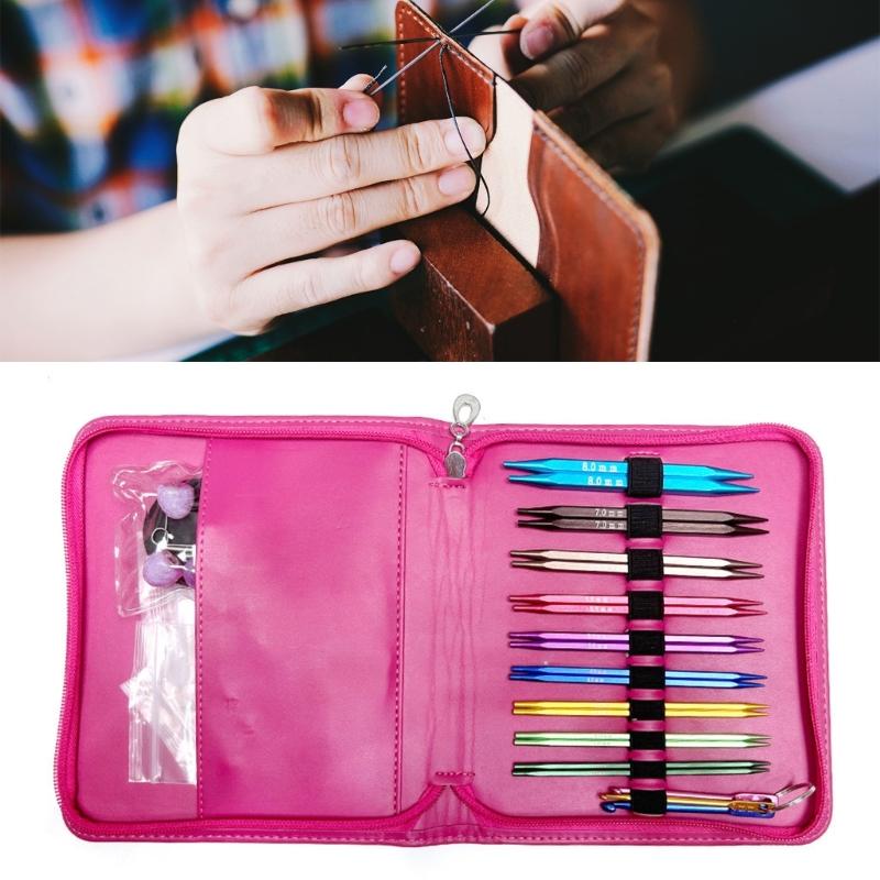 9 Pairs of Interchangeable Circular Knitting Needle Set for Knitting Sweater Sock Aluminum Circular Knitting Needle Set