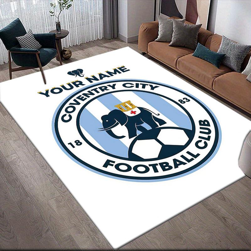 Custom Name,Coventry City Home Sofa Decoration for Living Room & Bedroom, Non‑Slip Play Flannel Floor Mat for Game Room
