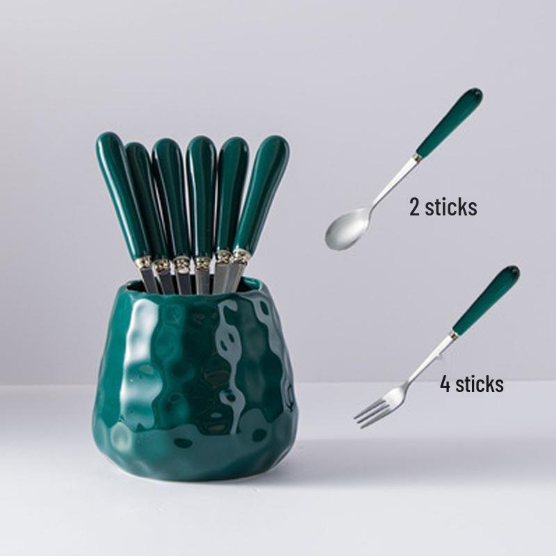 Xiandun Nordic Stainless Steel Fruit Fork & Spoon Set with Storage