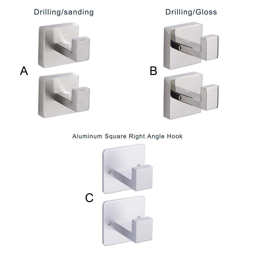 Clothes Polished Coat Self Adhesive Wall-Mounted Kitchen Holder Stainless Steel Hat Square Towel Hanger Accessory