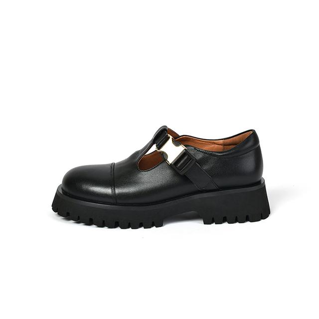 Módní dámské boty z pravé kůže na ploché platformě Módní nazouvací boty na platformě Ležérní boty s kulatou špičkou na podpatku Ručně vyráběné boty pro ženy