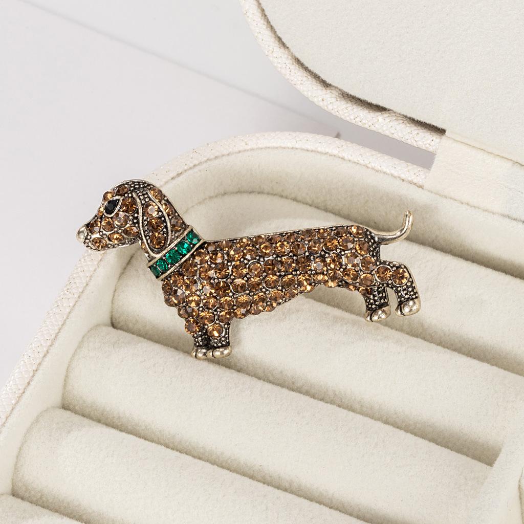 Women Men Exquisite Luxury Crystal Dog Brooch Pin