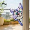 Sunlight Catching Cat Sticker Stained Glass Window Cling Vintage Colorful Kitty Decal Removable Static Cling for Door Wall Car UV-Resistant
