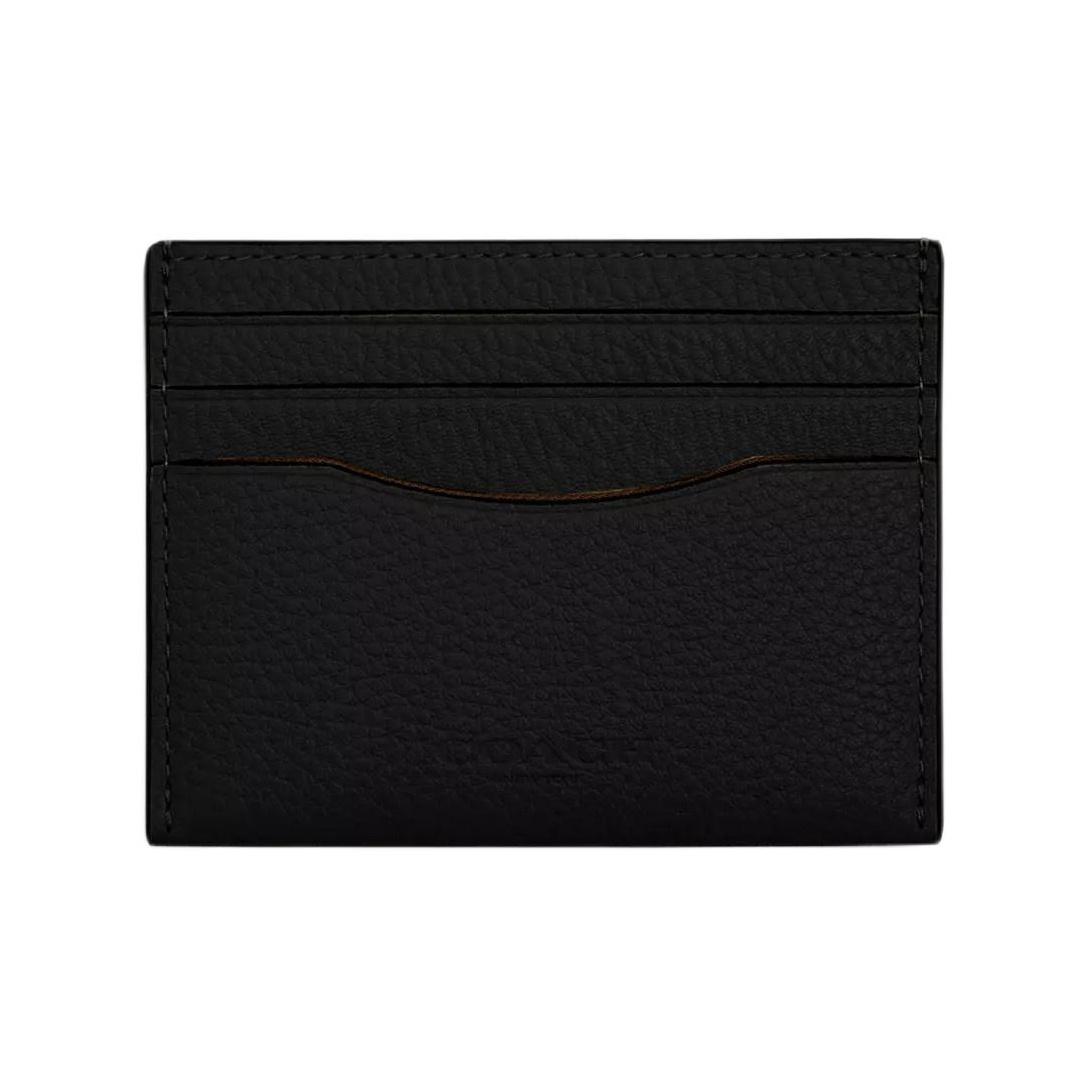 Coach Slim Wallet 12 Logo Embossed Pebble Leather Card Holder Unisex Wallets Black CP209-BLK Black