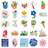 50 Original Flower Cartoon Plant Stickers for DIY Notebook, Laptop, or Hand Account Decoration