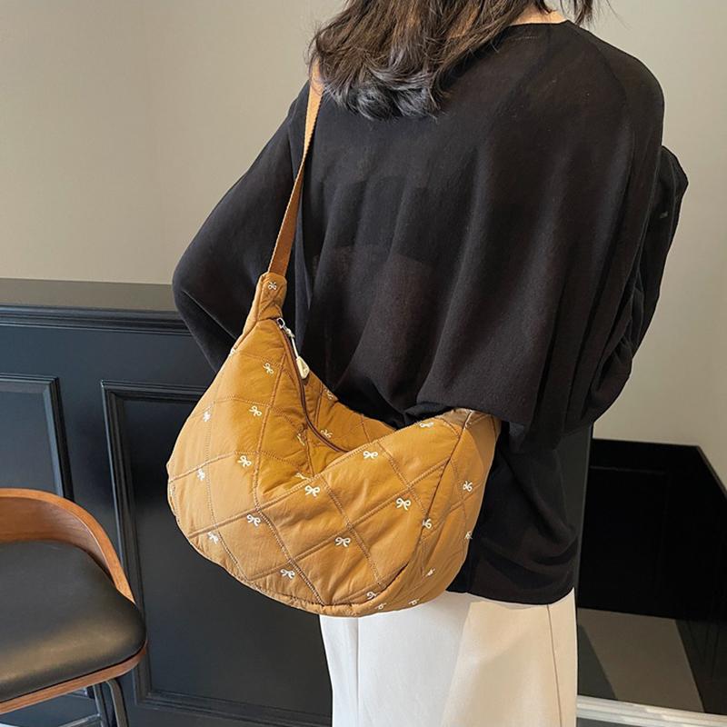 Damska Pikowana Torba na Ramię z Puchu Jesień&Zima Bawełniana Wyściełana Torba Listonoszka Duża Pojemność Wszechstronna Torebka Damska Puszysta Torba Crossbody