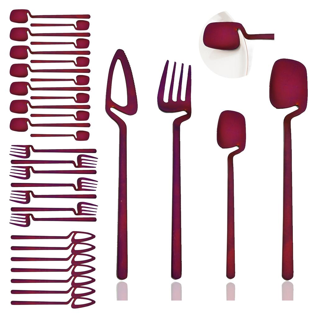 8People Black Dinnerware Set 304 Stainless Steel Kitchen Decor Spoon Fork Knife Tableware Matte Cutlery Party Bar Flatware Set