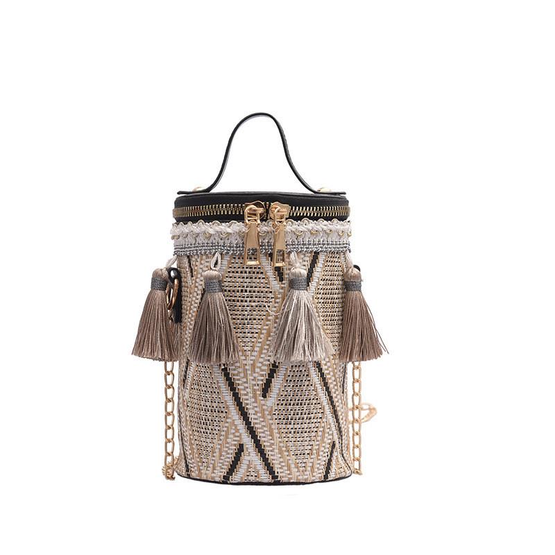 

Style Circular Ethnic Handbag Women Shoulder Bag With Tassels For Events Casual