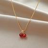Red Cherry Shaped Dangle Earring for Women Korean Small Fresh Sweet Lovely Cherries Pendant Fruit Earrings Party Jewelry Gift