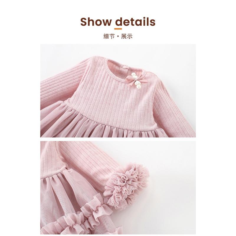 Little Girls Kids Princess Dress Simple French Style Solid Color Children Casual Dress
