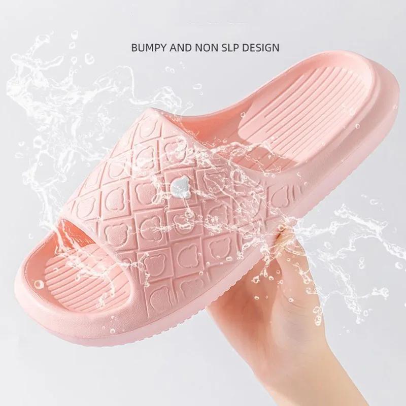 Fashion Summer Non-Slip House Slippers Women 2025 Comfort Soft Sole Bathroom Slippers Woman Solid Color Light Flat Heel Indoor Slides
