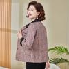 2025 Spring & Autumn Color Block Turn-Down Collar Jacket for Middle-Aged & Elderly Women