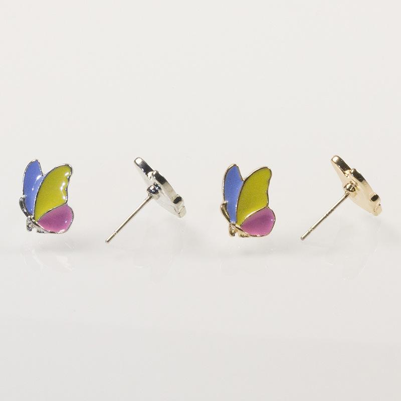 S925 Silver Needle Temperament Simple Love Stud Earrings Personalized Butterfly Four-leaf Clover Earrings Internet Celebrity Three-piece Earrings
