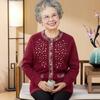 Autumn Over Grandma Knitted Sweater Crew Neck Clothes Medium and Old Women's Clothing Mom Clothing Long Sleeve Cardigan