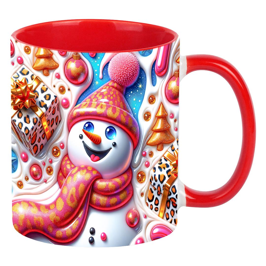 

3D New Christmas Christmas Ceramic Coffee Mark Cup Colored Tea Cup Snowman 301-400ml