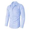  Men's Dress Shirt Long Sleeve Lapel Button Down Shirt Solid Color Formal Business Shirt for Work Dates Interviews Weddings