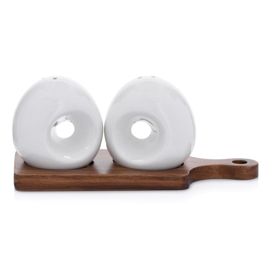 Acacia Salt and Pepper Shaker Set, Oval Shape