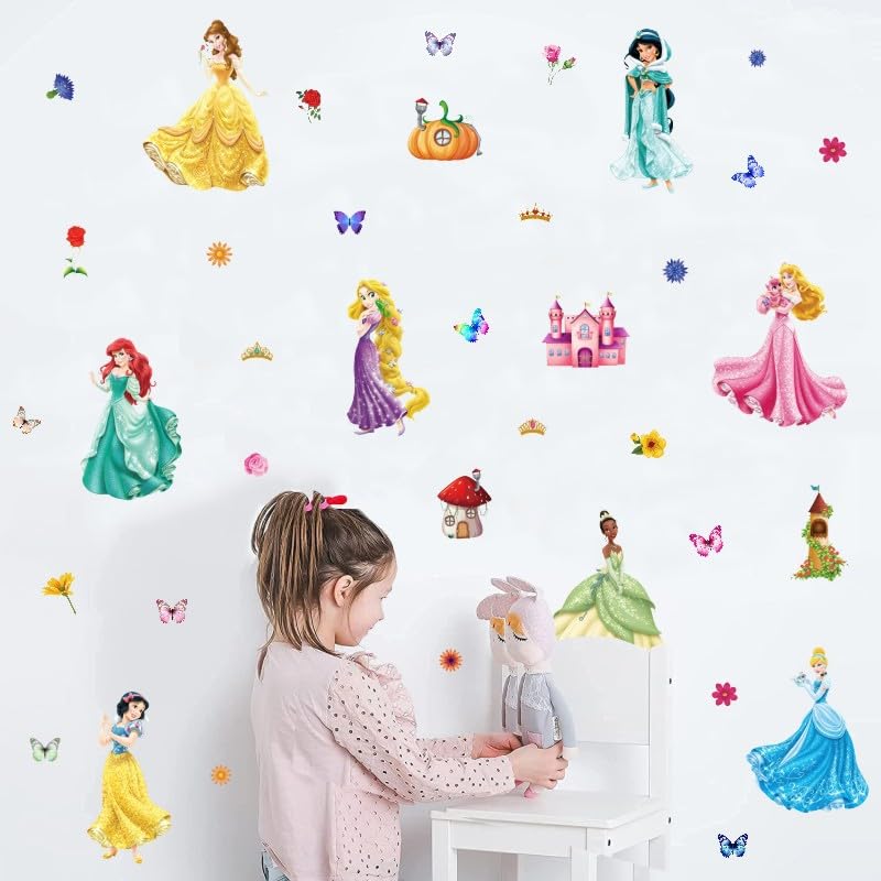 Princess Wall Stickers Anime Wall Stickers DIY Removable Wall Stickers Home Living Room Kids Room Bedroom Background Wall Art Decorative Wall