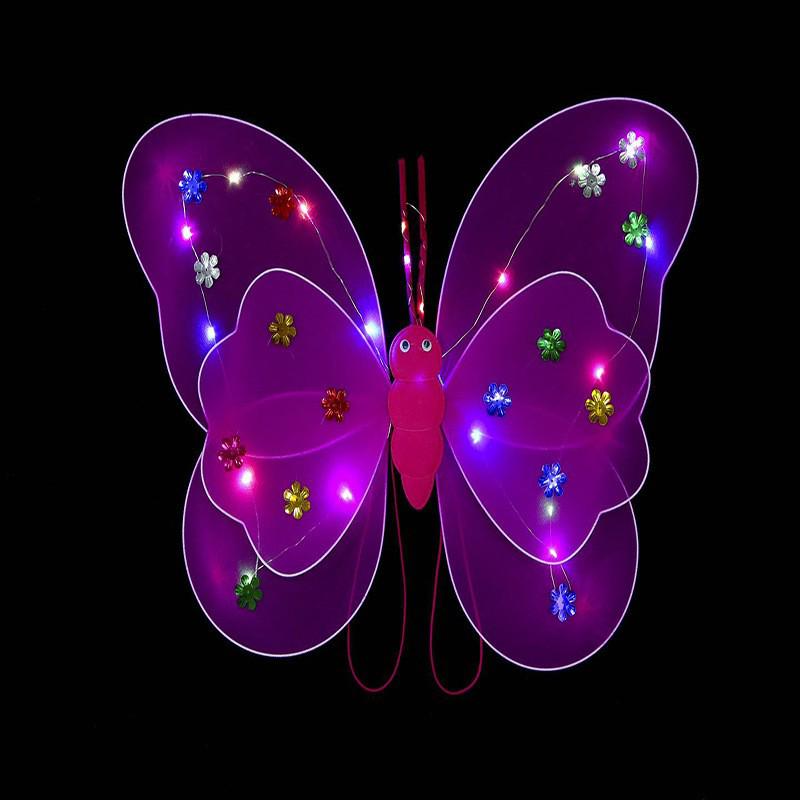 Girls' Luminous Butterfly Wings & Light-Up Fairy Wand Dress-Up Set