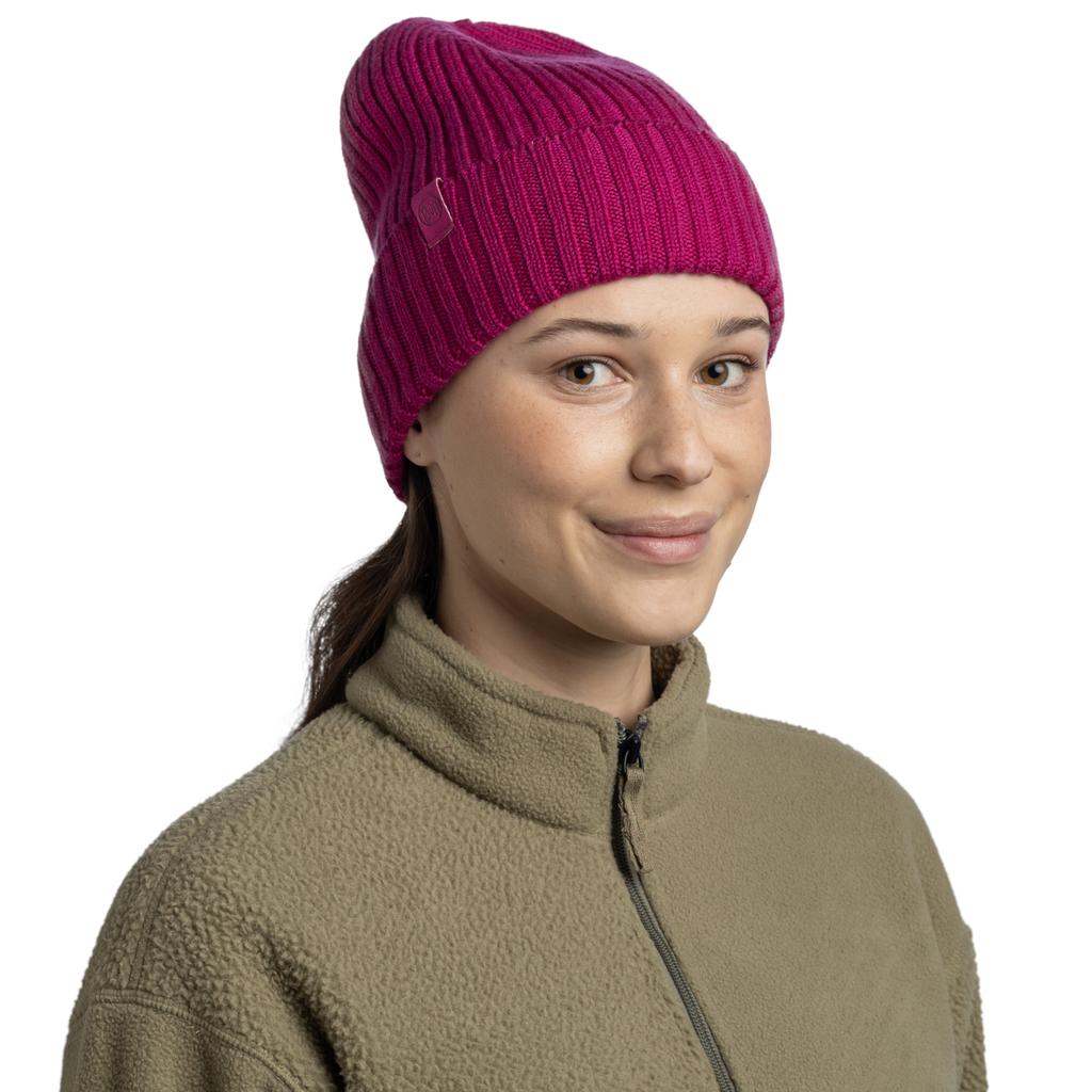 Buff  Knitted Norval Hat Beanie, Womens purple Cap