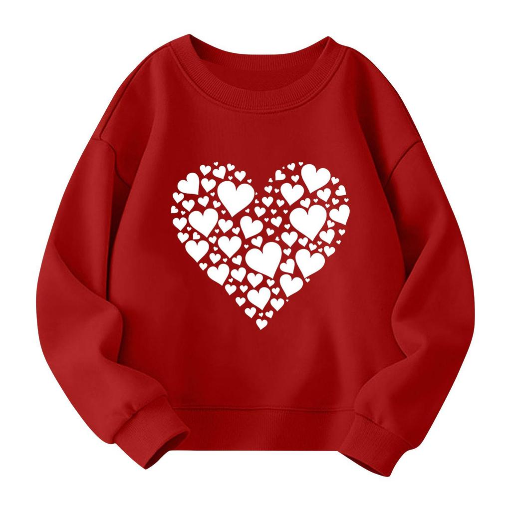 Girls Round Neck Pullovers For Kids Printed Baby Tops Valentine's Day