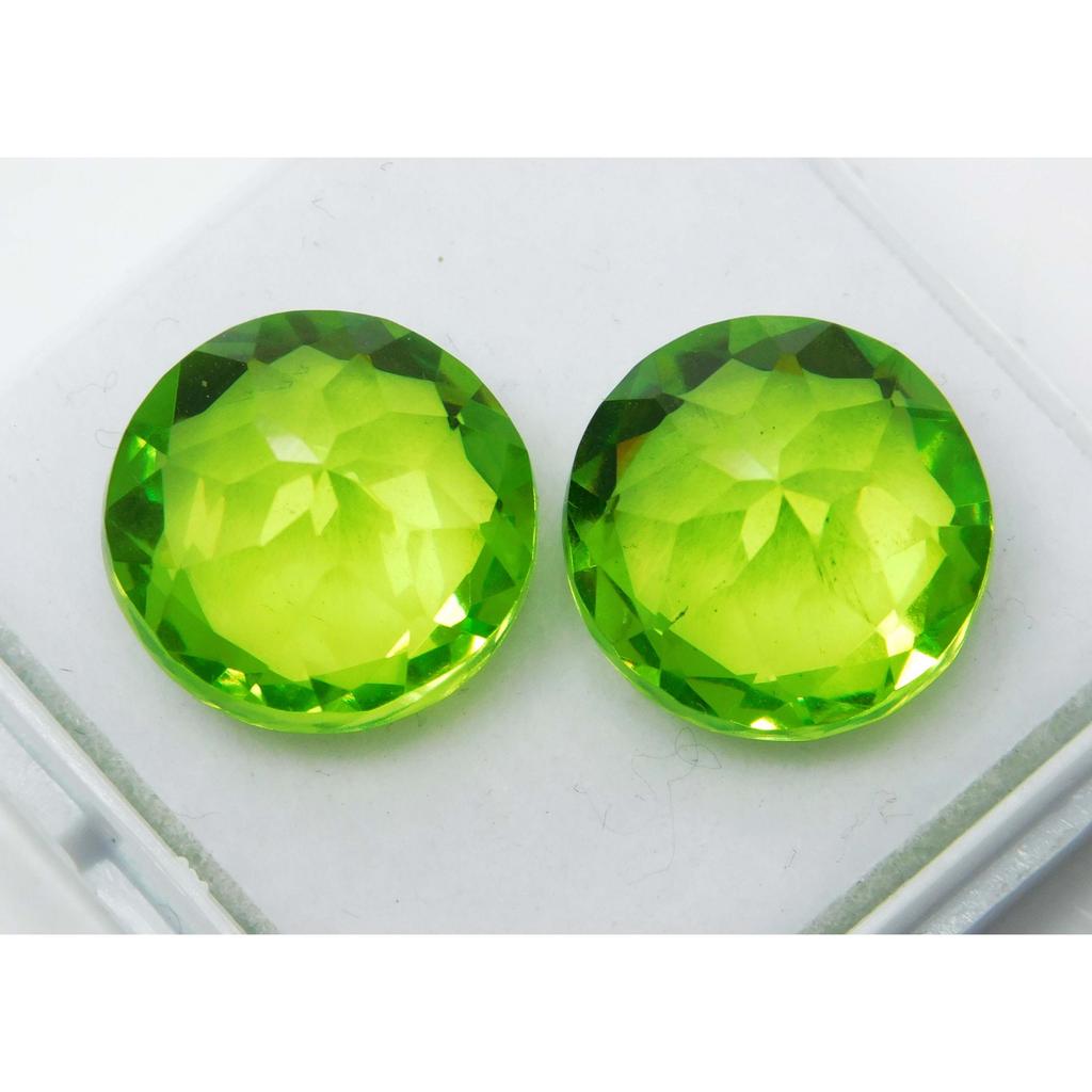 Natural 20.55 Ct Genuine Green Peridot Round Cut Pair Loose Gemstone