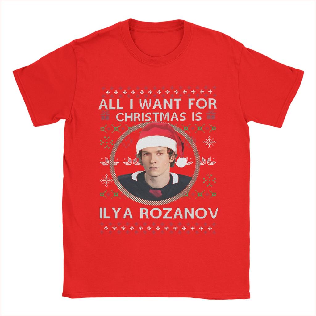 Heated Rivalry  T-Shirt Men All I Want for Christmas Is Ilya Rozanov  Cool 100% Cotton Tees Round Collar Short Sleeve T Shirts