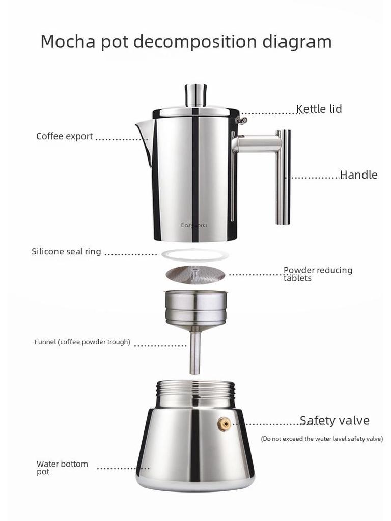Moka Pot Espresso Maker din Oțel Inoxidabil Italian pentru Plite cu Inducție