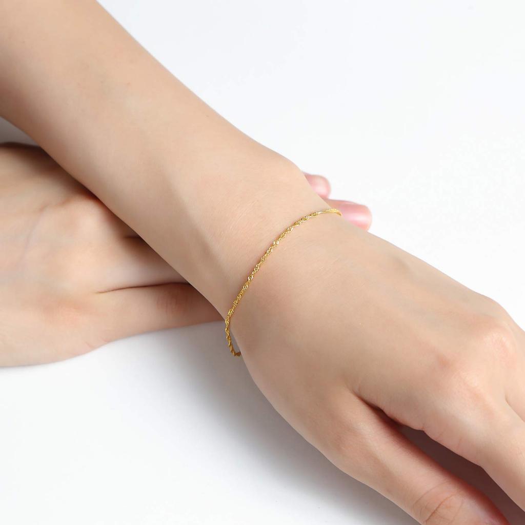 Speranza 24K Pure Gold Screw Selectable Gold Chain with Mint Certification Mark Bracelet, 1.45mm Wide, 18cm, Sizes,