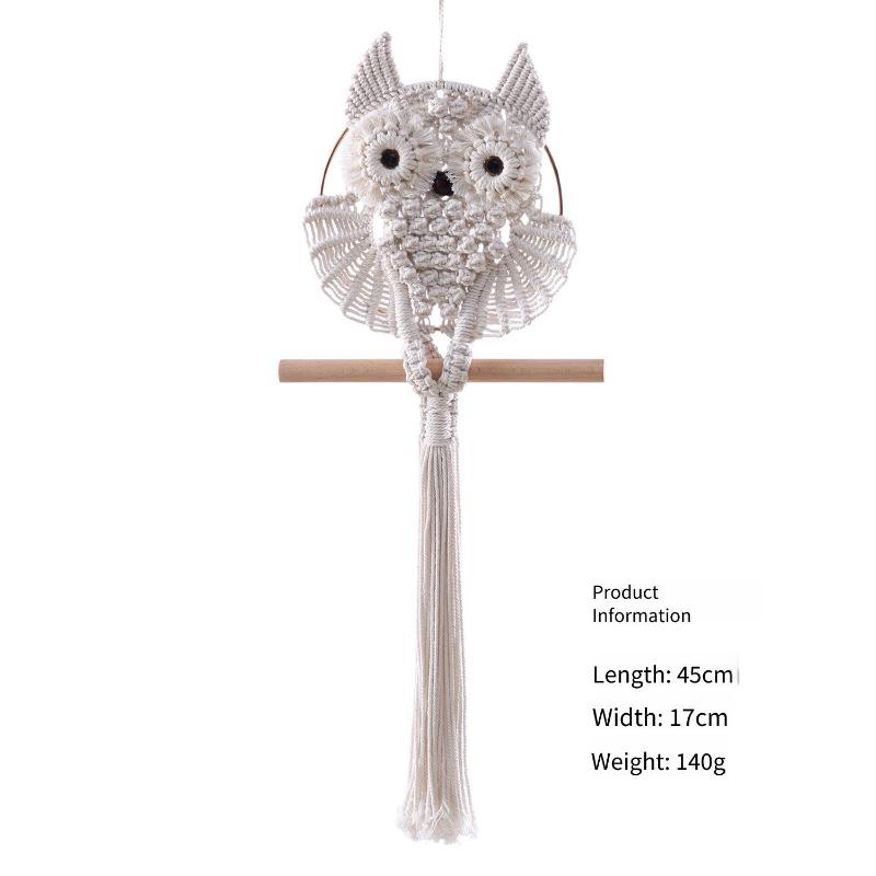Owl Carpet Decoration Hanging Decor Home Decor Wall Hanging Handmade Weaving Room Decoration White Cotton Bedroom Living Room