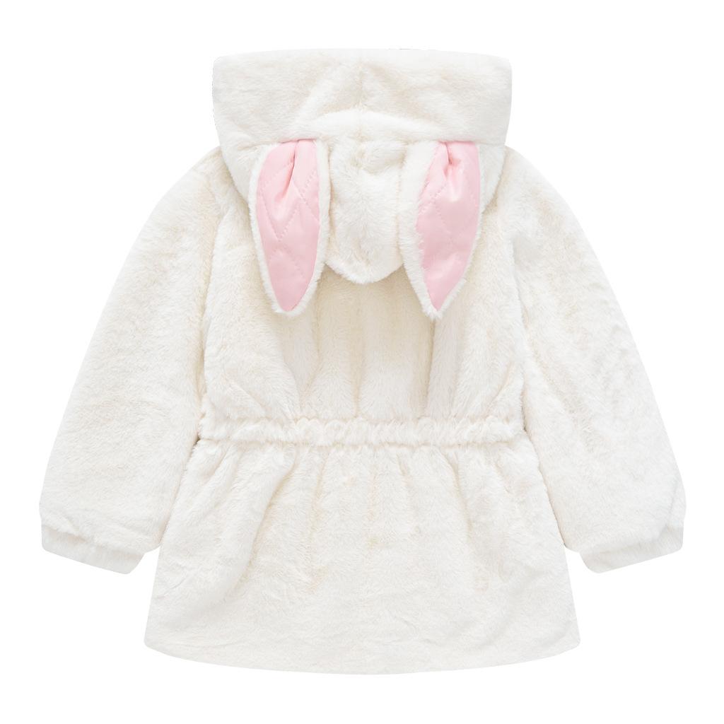 Rabbit Ears Coat Cute Baby Girl Faux Fur Fleece Jacket Children's Thickened Winter Warm Jacket