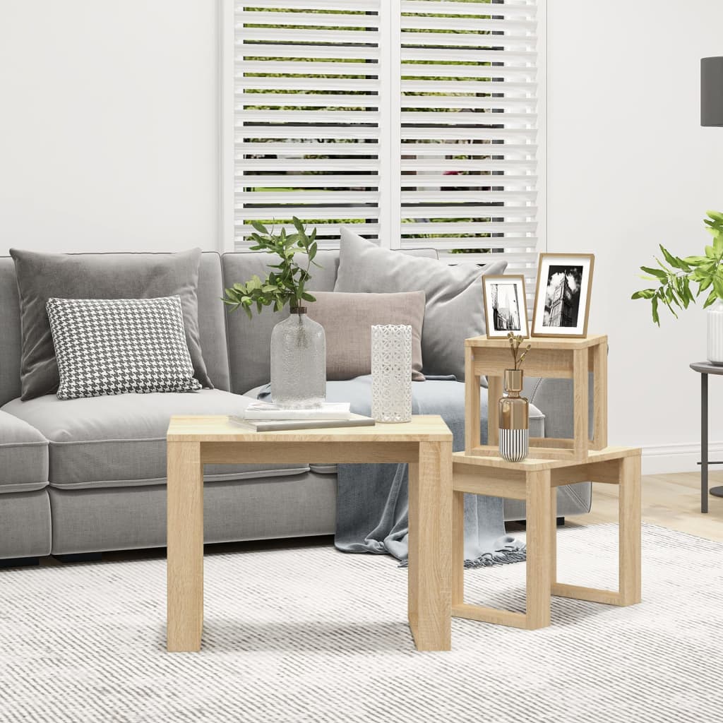 Vidaxl Nesting Tables, 3 Pcs., Wood-Based Material