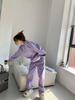 Purple Women’s Casual Running Sportswear Set - 2025 Spring/Autumn Fashion: Loose Sweatshirt & Long Pants Two-Piece.