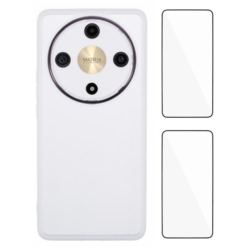 

WANLONFENG DKSM2 Series Clear Case for Honor X9b 5G/Magic6 Lite 5G TPU Phone Cover with 2Pcs Screen Film/Electroplated Lens Frame Transparent White