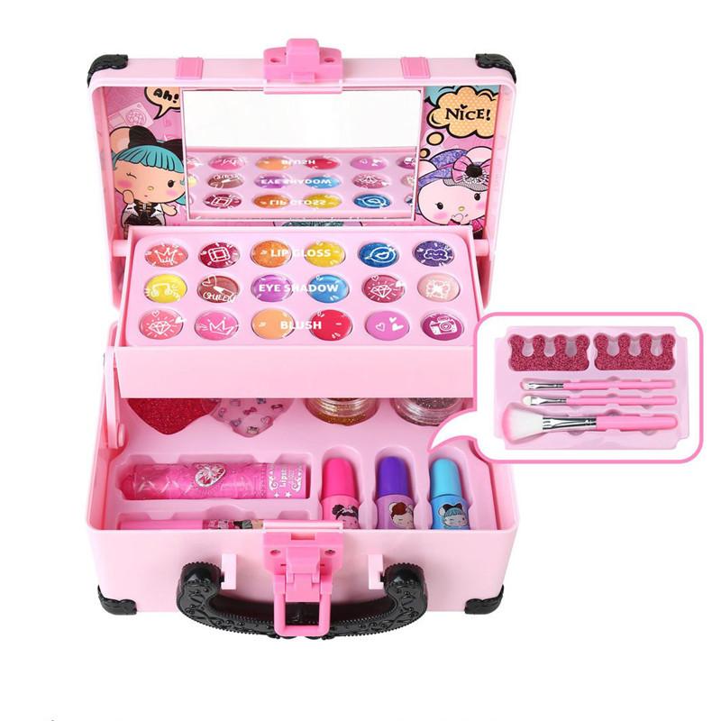 Children Girl Princess Makeup Cosmetics Box Makeup Toys Set Lipstick Eyeshadow Safe Children Non Toxic Toy Birthday Present