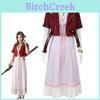 Final Fantasy 7 Aerith Gainsborough Cosplay Kostume Med Denim Outfit Til Spil Anime Rollespil
