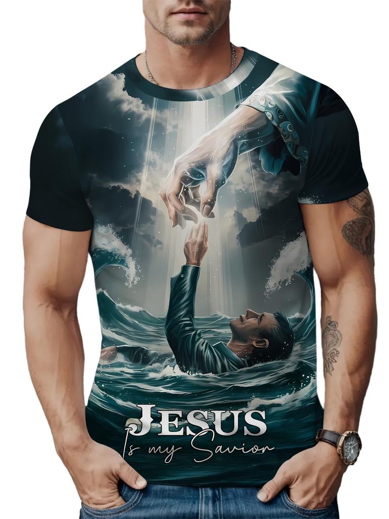 Camisetas Deportivas Casuales de Verano para Hombre Holgadas de Secado Rápido Cuello Redondo Estampado Gráfico 3D Manga Corta