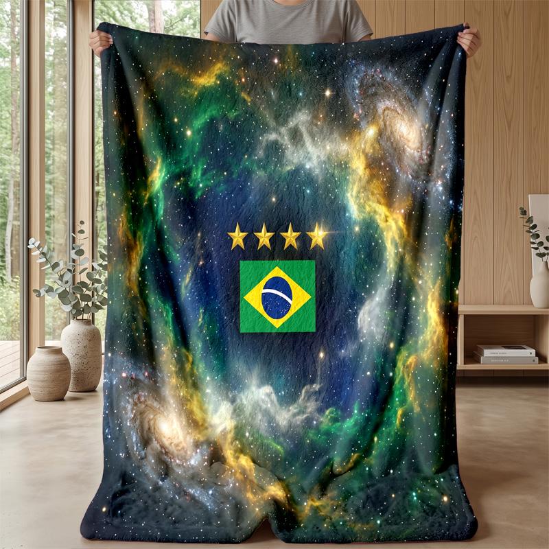 Coperta in Flanella Stampata Calcio Brasile Amica della Pelle Calda Decorativa Plaid per Divano Letto Interno Uso Quotidiano