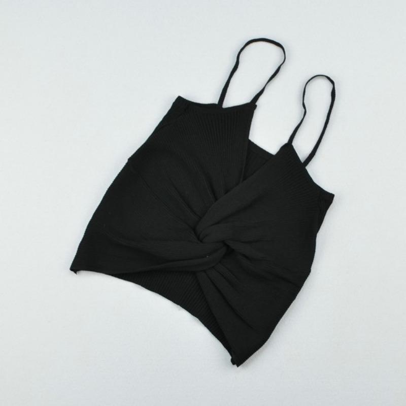 Summer New Sexy Spice Chic Butterfly Wrapped Chest with Slim Knit Suspenders Vest Female