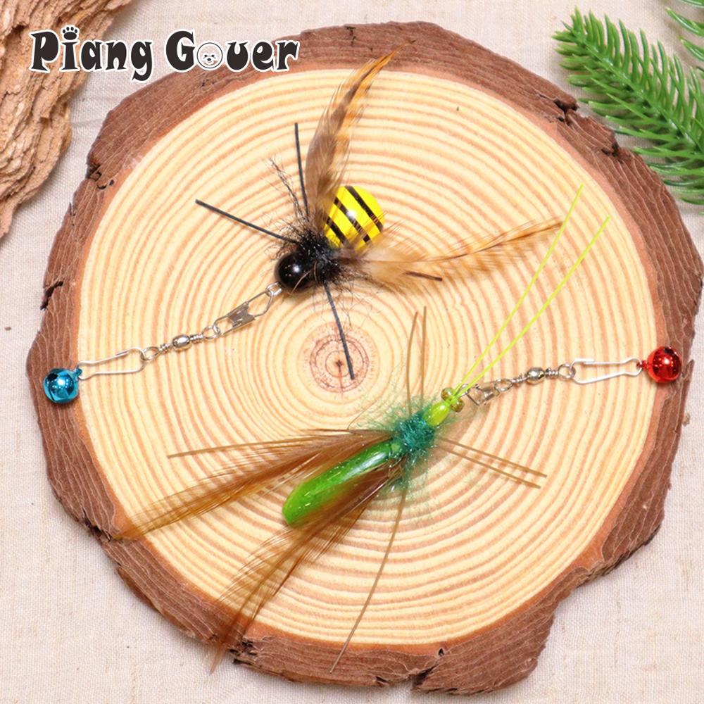 Simulation Mantis Bee Feather Replacement Accessories Funny Cat Stick Rod Teaser Pet Toy Plastic Wood